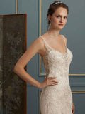 Casablanca Size 10 C113 Evangeline Lt Champagne/Ivory Gown