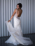 Casablanca Size 10 C113 Evangeline Lt Champagne/Ivory Gown