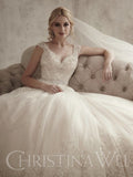 Christina Wu Size 14 15597 Ivory/Light Gold Gown