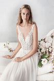 Ella Rosa Size 10 BE458 Champagne/Nude/Ivory Gown