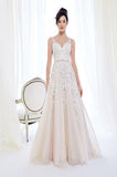 Ella Rosa Size 12 BE395 Champagne/Ivory Gown