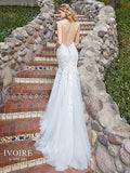 Ivoire Size 8 Marquesa Ivory/Toffee Gown