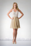 Kanali K Size 10 1698 Ivory/Champagne Bridesmaid Dress