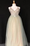 Terani Size 4 1811P5206 Sage/Nude Gown
