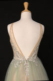 Terani Size 4 1811P5206 Sage/Nude Gown