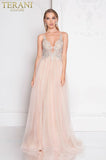 Terani Size 8 1811P5206 Ivory/Nude Gown
