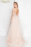 Terani Size 8 1811P5206 Ivory/Nude Gown